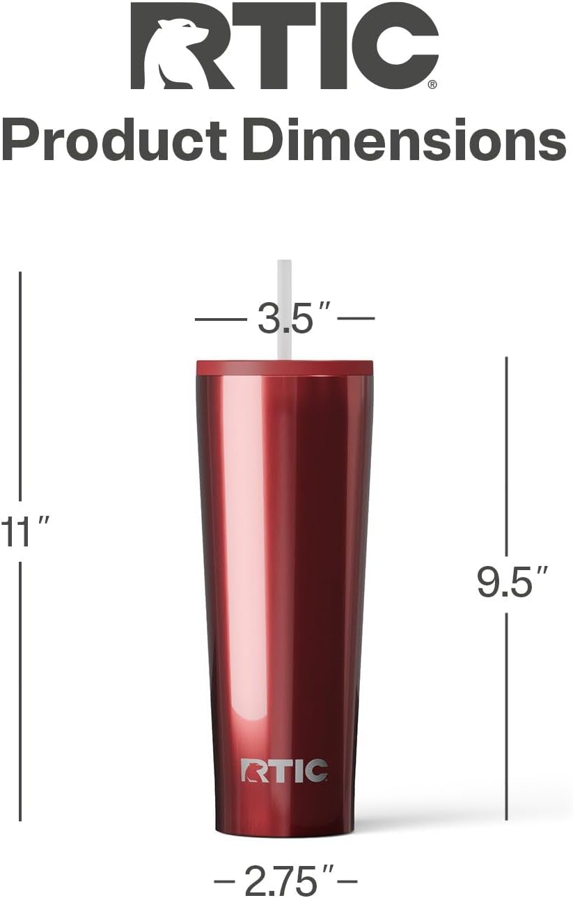 28oz Everyday Tumbler, Insulated, Ceramic Lined, Black | with Lid and Straw, Portable Metal Cup for Hot and Cold Drinks, Coffee, Car, Camping and Travel, Stainless Steel