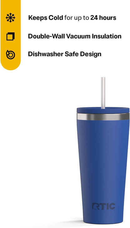28oz Everyday Tumbler, Insulated, Ceramic Lined, Black | with Lid and Straw, Portable Metal Cup for Hot and Cold Drinks, Coffee, Car, Camping and Travel, Stainless Steel