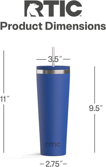 28oz Everyday Tumbler, Insulated, Ceramic Lined, Black | with Lid and Straw, Portable Metal Cup for Hot and Cold Drinks, Coffee, Car, Camping and Travel, Stainless Steel