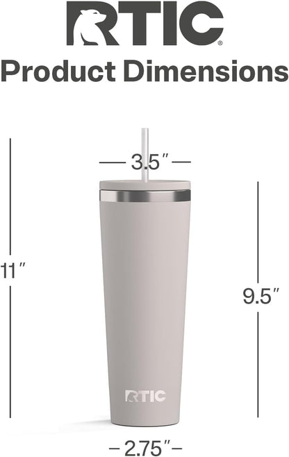 28oz Everyday Tumbler, Insulated, Ceramic Lined, Black | with Lid and Straw, Portable Metal Cup for Hot and Cold Drinks, Coffee, Car, Camping and Travel, Stainless Steel
