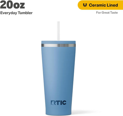 28oz Everyday Tumbler, Insulated, Ceramic Lined, Black | with Lid and Straw, Portable Metal Cup for Hot and Cold Drinks, Coffee, Car, Camping and Travel, Stainless Steel