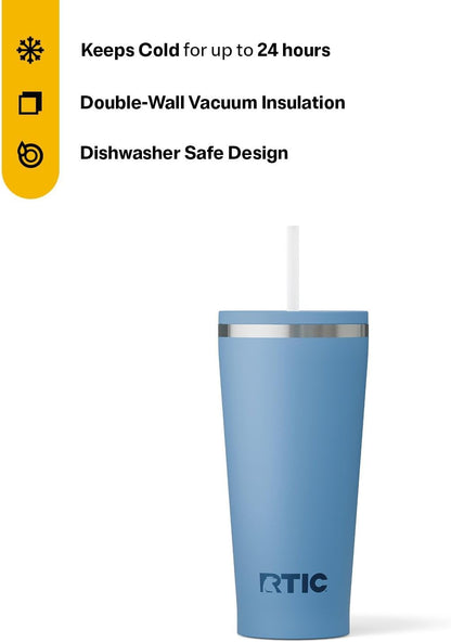 28oz Everyday Tumbler, Insulated, Ceramic Lined, Black | with Lid and Straw, Portable Metal Cup for Hot and Cold Drinks, Coffee, Car, Camping and Travel, Stainless Steel