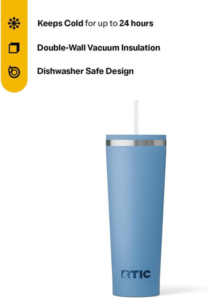 28oz Everyday Tumbler, Insulated, Ceramic Lined, Black | with Lid and Straw, Portable Metal Cup for Hot and Cold Drinks, Coffee, Car, Camping and Travel, Stainless Steel