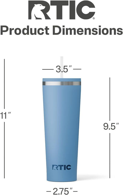 28oz Everyday Tumbler, Insulated, Ceramic Lined, Black | with Lid and Straw, Portable Metal Cup for Hot and Cold Drinks, Coffee, Car, Camping and Travel, Stainless Steel