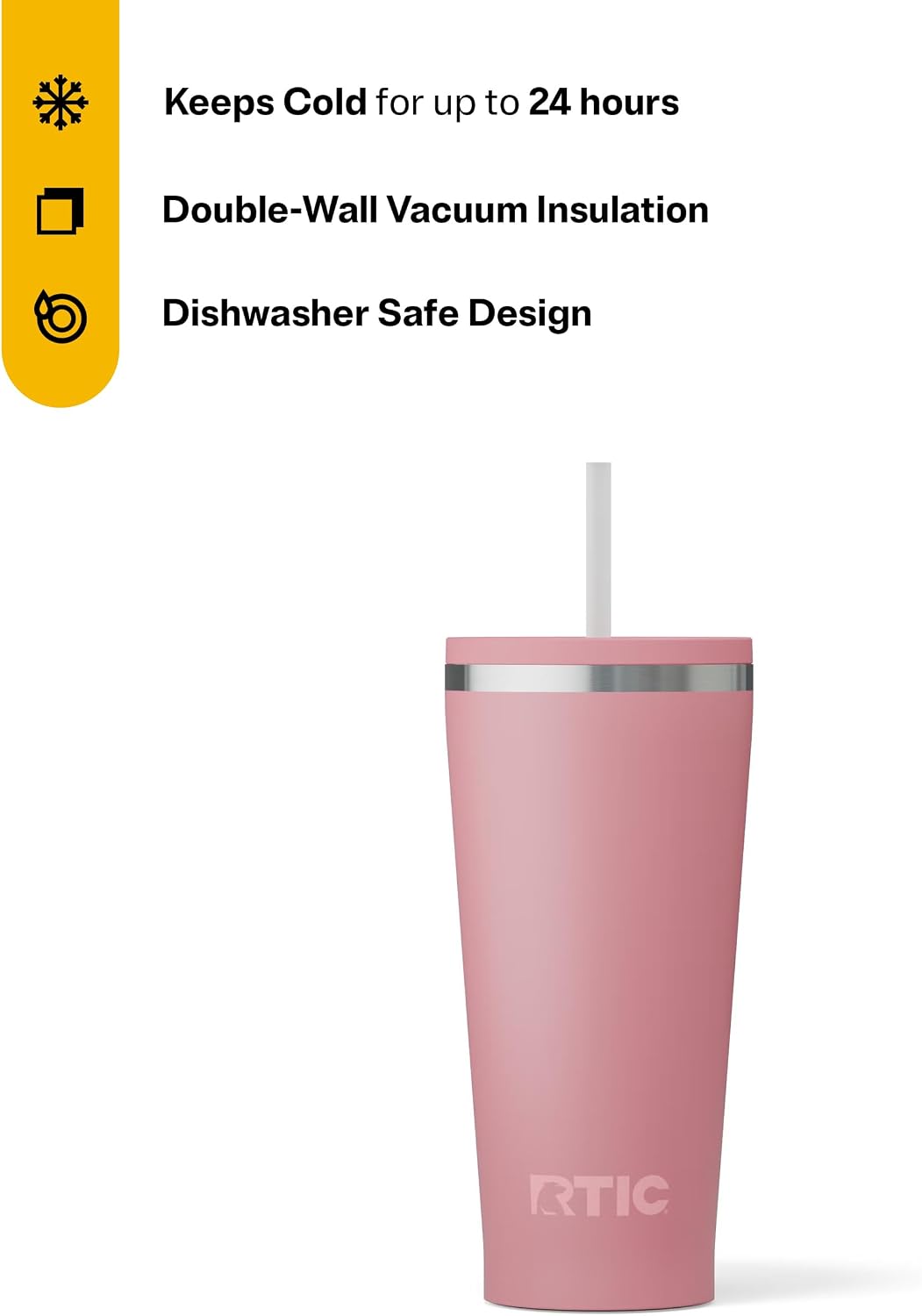 28oz Everyday Tumbler, Insulated, Ceramic Lined, Black | with Lid and Straw, Portable Metal Cup for Hot and Cold Drinks, Coffee, Car, Camping and Travel, Stainless Steel