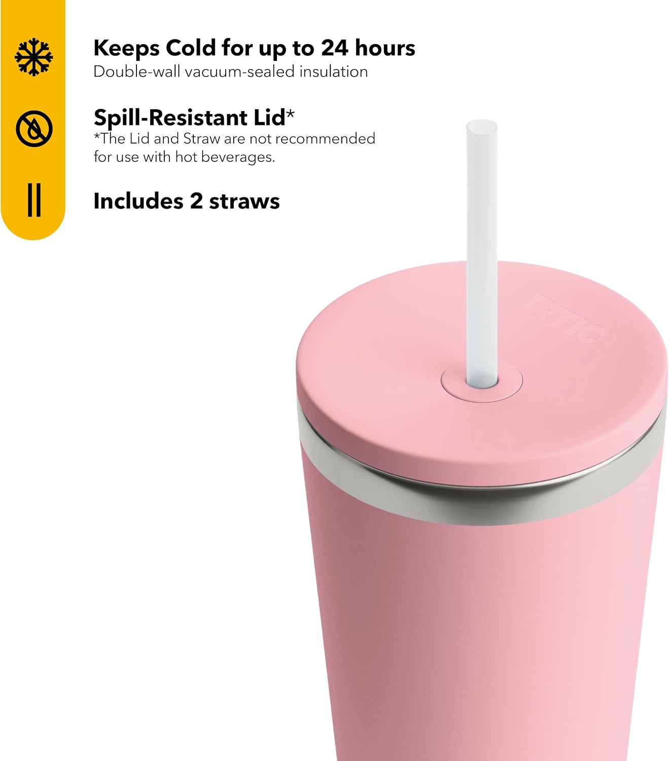 28oz Everyday Tumbler, Insulated, Ceramic Lined, Black | with Lid and Straw, Portable Metal Cup for Hot and Cold Drinks, Coffee, Car, Camping and Travel, Stainless Steel