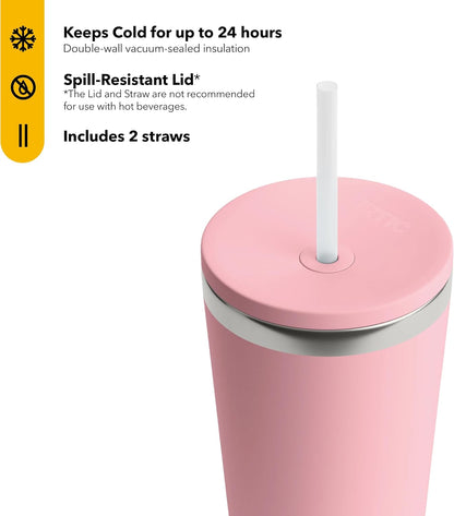 28oz Everyday Tumbler, Insulated, Ceramic Lined, Black | with Lid and Straw, Portable Metal Cup for Hot and Cold Drinks, Coffee, Car, Camping and Travel, Stainless Steel