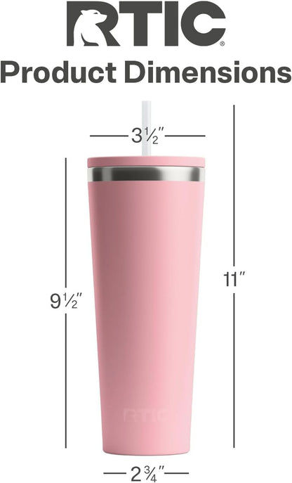 28oz Everyday Tumbler, Insulated, Ceramic Lined, Black | with Lid and Straw, Portable Metal Cup for Hot and Cold Drinks, Coffee, Car, Camping and Travel, Stainless Steel