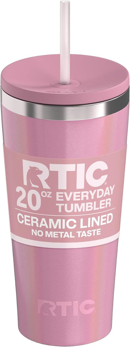 28oz Everyday Tumbler, Insulated, Ceramic Lined, Black | with Lid and Straw, Portable Metal Cup for Hot and Cold Drinks, Coffee, Car, Camping and Travel, Stainless Steel