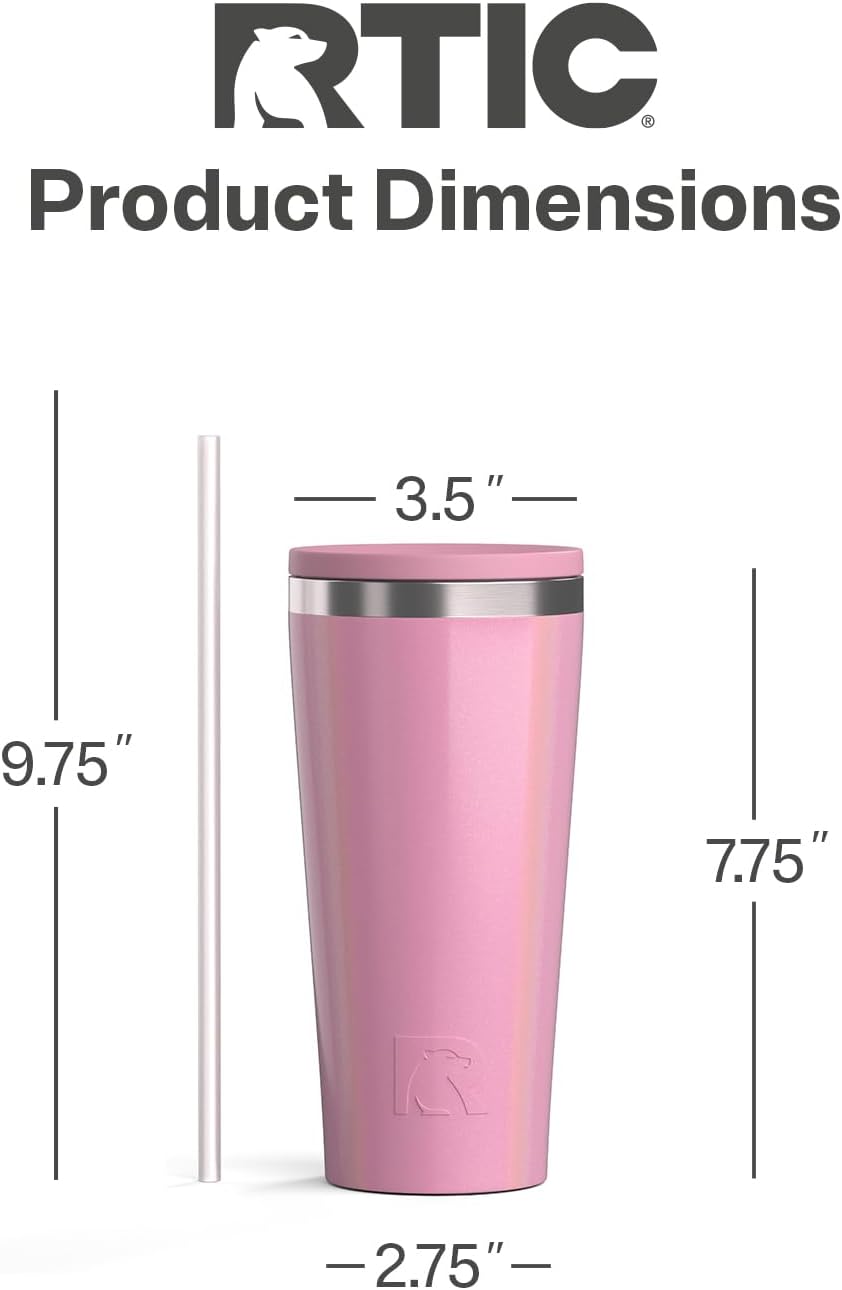 28oz Everyday Tumbler, Insulated, Ceramic Lined, Black | with Lid and Straw, Portable Metal Cup for Hot and Cold Drinks, Coffee, Car, Camping and Travel, Stainless Steel