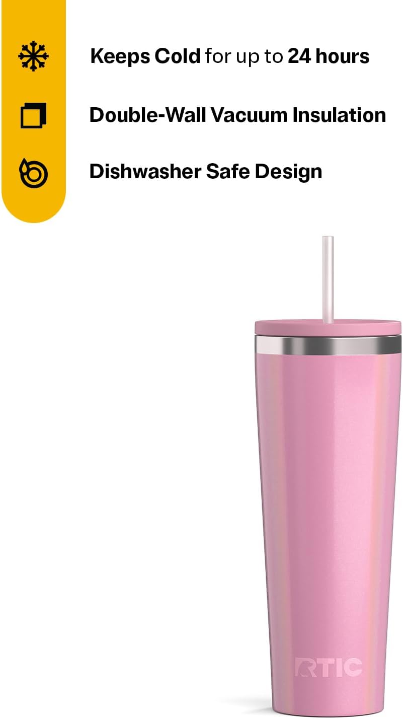 28oz Everyday Tumbler, Insulated, Ceramic Lined, Black | with Lid and Straw, Portable Metal Cup for Hot and Cold Drinks, Coffee, Car, Camping and Travel, Stainless Steel