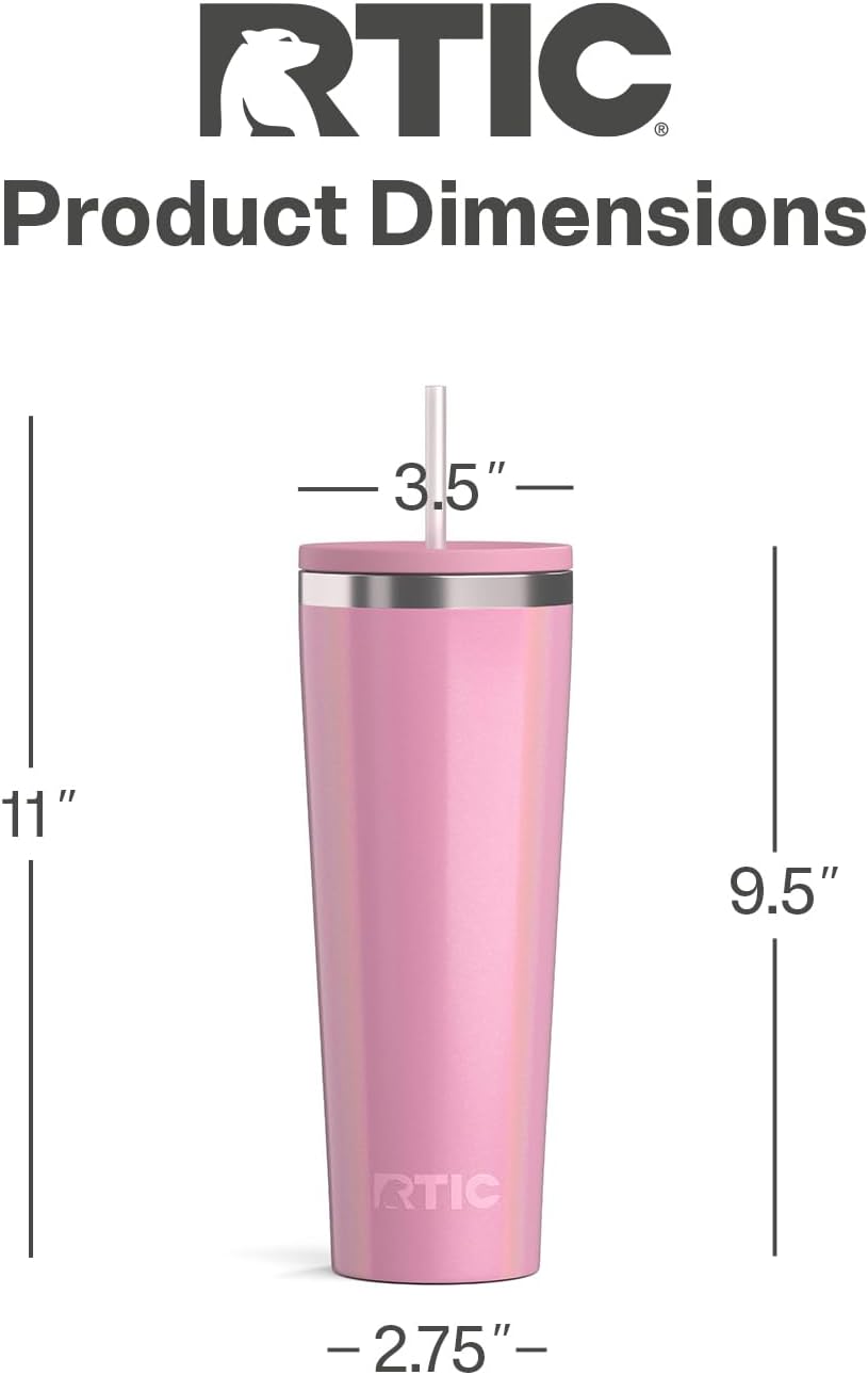 28oz Everyday Tumbler, Insulated, Ceramic Lined, Black | with Lid and Straw, Portable Metal Cup for Hot and Cold Drinks, Coffee, Car, Camping and Travel, Stainless Steel