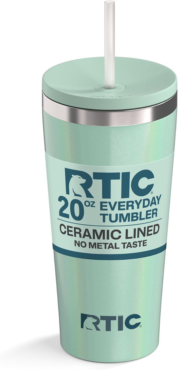 28oz Everyday Tumbler, Insulated, Ceramic Lined, Black | with Lid and Straw, Portable Metal Cup for Hot and Cold Drinks, Coffee, Car, Camping and Travel, Stainless Steel