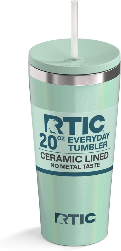 28oz Everyday Tumbler, Insulated, Ceramic Lined, Black | with Lid and Straw, Portable Metal Cup for Hot and Cold Drinks, Coffee, Car, Camping and Travel, Stainless Steel