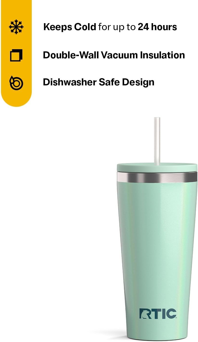 28oz Everyday Tumbler, Insulated, Ceramic Lined, Black | with Lid and Straw, Portable Metal Cup for Hot and Cold Drinks, Coffee, Car, Camping and Travel, Stainless Steel