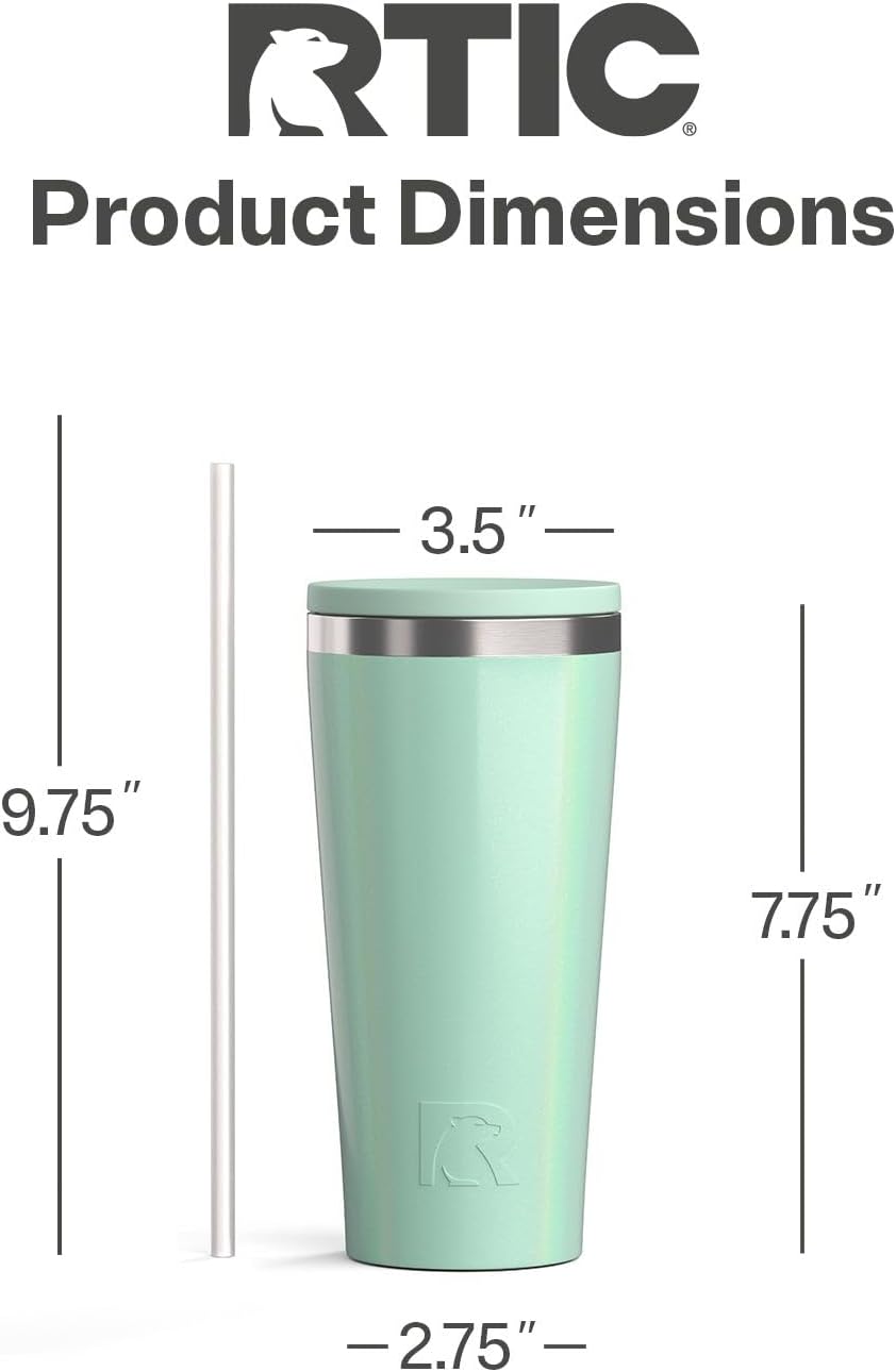 28oz Everyday Tumbler, Insulated, Ceramic Lined, Black | with Lid and Straw, Portable Metal Cup for Hot and Cold Drinks, Coffee, Car, Camping and Travel, Stainless Steel