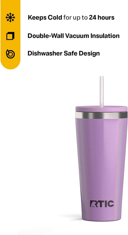 28oz Everyday Tumbler, Insulated, Ceramic Lined, Black | with Lid and Straw, Portable Metal Cup for Hot and Cold Drinks, Coffee, Car, Camping and Travel, Stainless Steel