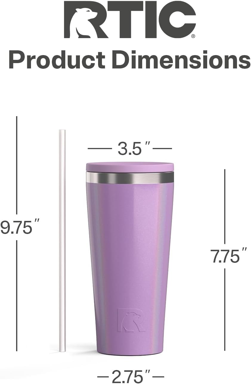 28oz Everyday Tumbler, Insulated, Ceramic Lined, Black | with Lid and Straw, Portable Metal Cup for Hot and Cold Drinks, Coffee, Car, Camping and Travel, Stainless Steel