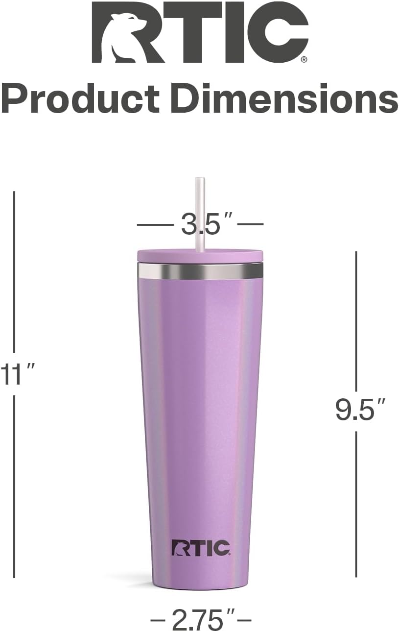 28oz Everyday Tumbler, Insulated, Ceramic Lined, Black | with Lid and Straw, Portable Metal Cup for Hot and Cold Drinks, Coffee, Car, Camping and Travel, Stainless Steel