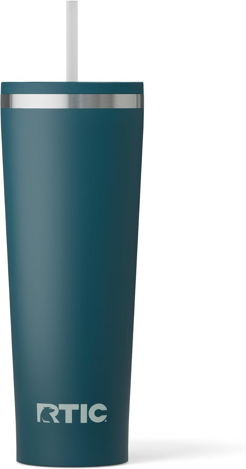 28oz Everyday Tumbler, Insulated, Ceramic Lined, Black | with Lid and Straw, Portable Metal Cup for Hot and Cold Drinks, Coffee, Car, Camping and Travel, Stainless Steel