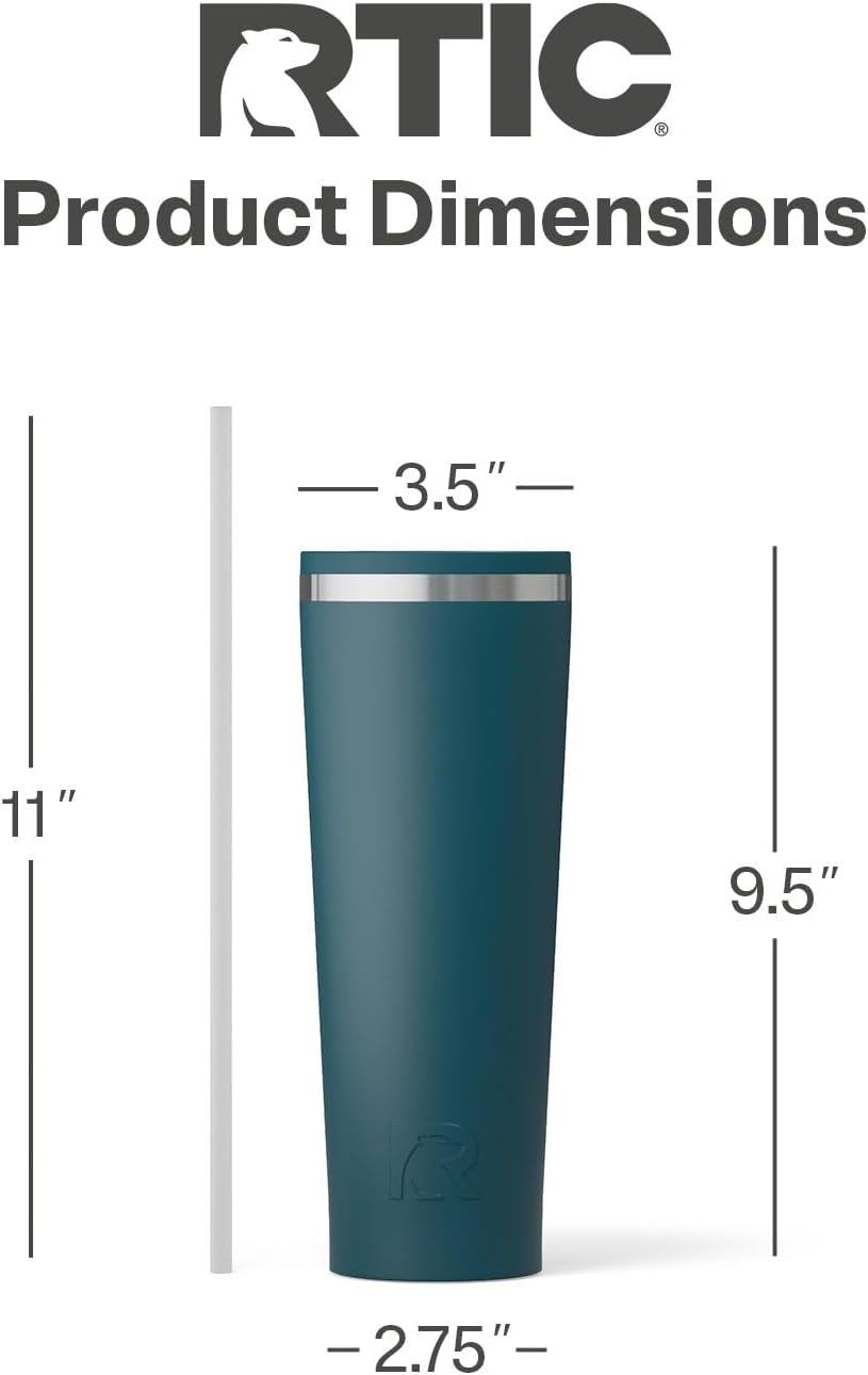 28oz Everyday Tumbler, Insulated, Ceramic Lined, Black | with Lid and Straw, Portable Metal Cup for Hot and Cold Drinks, Coffee, Car, Camping and Travel, Stainless Steel