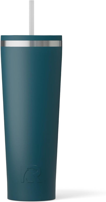 28oz Everyday Tumbler, Insulated, Ceramic Lined, Black | with Lid and Straw, Portable Metal Cup for Hot and Cold Drinks, Coffee, Car, Camping and Travel, Stainless Steel