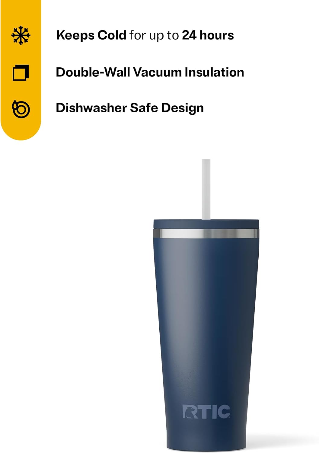 28oz Everyday Tumbler, Insulated, Ceramic Lined, Black | with Lid and Straw, Portable Metal Cup for Hot and Cold Drinks, Coffee, Car, Camping and Travel, Stainless Steel