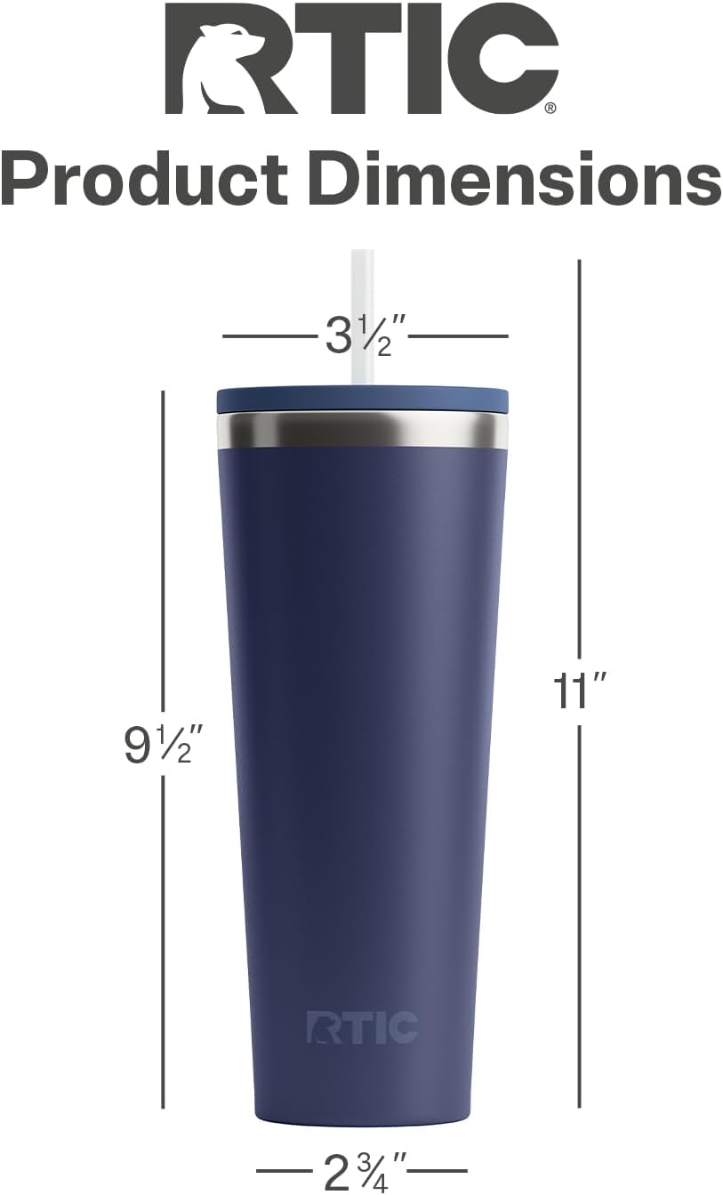 28oz Everyday Tumbler, Insulated, Ceramic Lined, Black | with Lid and Straw, Portable Metal Cup for Hot and Cold Drinks, Coffee, Car, Camping and Travel, Stainless Steel