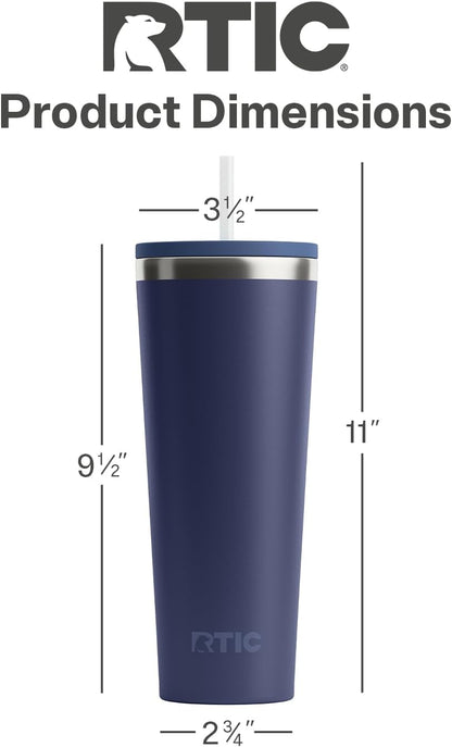28oz Everyday Tumbler, Insulated, Ceramic Lined, Black | with Lid and Straw, Portable Metal Cup for Hot and Cold Drinks, Coffee, Car, Camping and Travel, Stainless Steel
