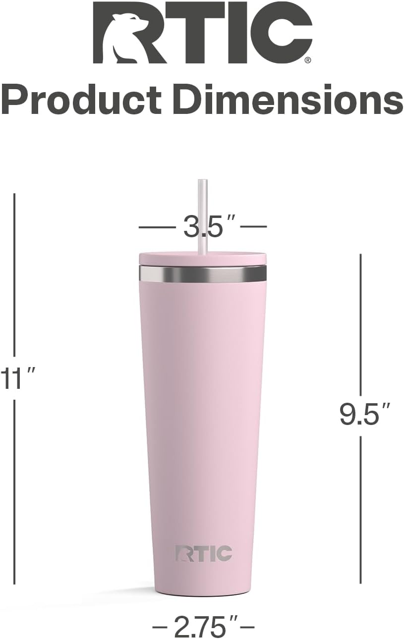 28oz Everyday Tumbler, Insulated, Ceramic Lined, Black | with Lid and Straw, Portable Metal Cup for Hot and Cold Drinks, Coffee, Car, Camping and Travel, Stainless Steel