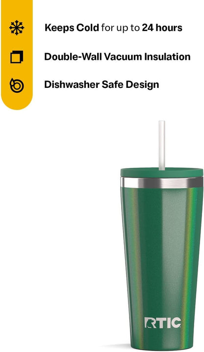 28oz Everyday Tumbler, Insulated, Ceramic Lined, Black | with Lid and Straw, Portable Metal Cup for Hot and Cold Drinks, Coffee, Car, Camping and Travel, Stainless Steel