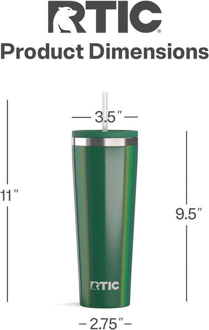 28oz Everyday Tumbler, Insulated, Ceramic Lined, Black | with Lid and Straw, Portable Metal Cup for Hot and Cold Drinks, Coffee, Car, Camping and Travel, Stainless Steel