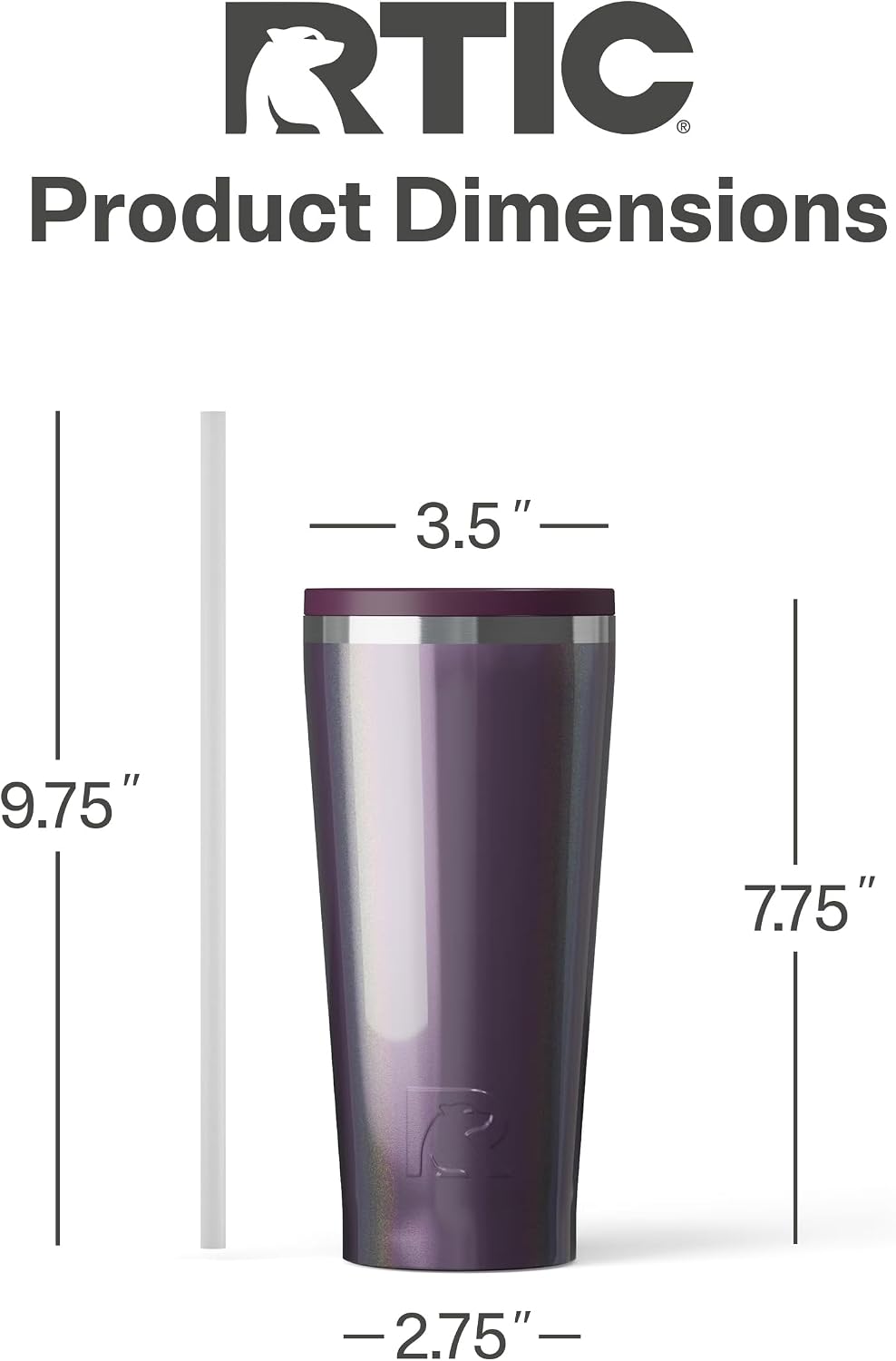 28oz Everyday Tumbler, Insulated, Ceramic Lined, Black | with Lid and Straw, Portable Metal Cup for Hot and Cold Drinks, Coffee, Car, Camping and Travel, Stainless Steel