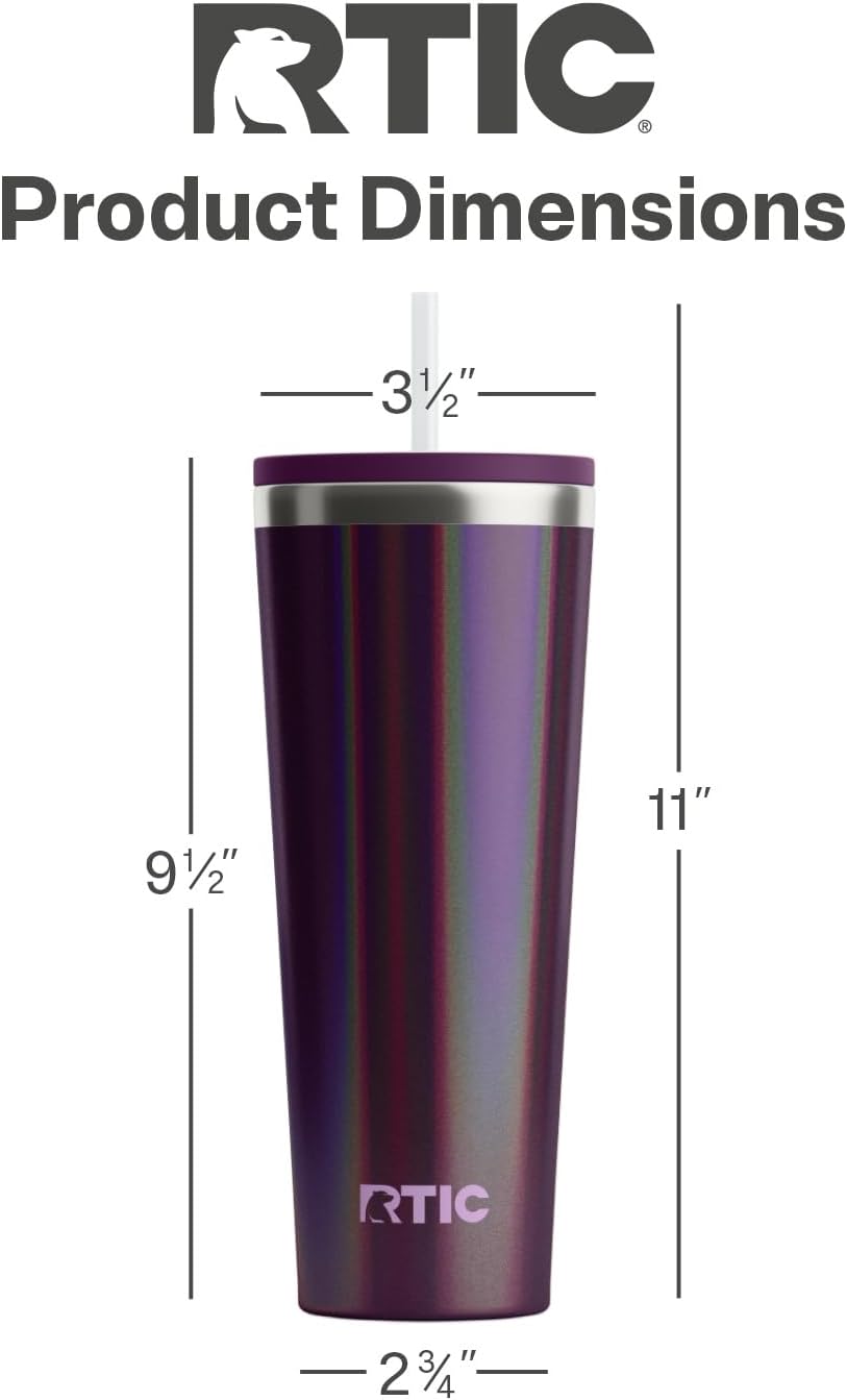 28oz Everyday Tumbler, Insulated, Ceramic Lined, Black | with Lid and Straw, Portable Metal Cup for Hot and Cold Drinks, Coffee, Car, Camping and Travel, Stainless Steel