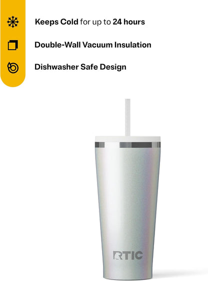 28oz Everyday Tumbler, Insulated, Ceramic Lined, Black | with Lid and Straw, Portable Metal Cup for Hot and Cold Drinks, Coffee, Car, Camping and Travel, Stainless Steel