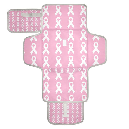 Pink Ribbon Print Portable Diaper Changing Pad for Outing