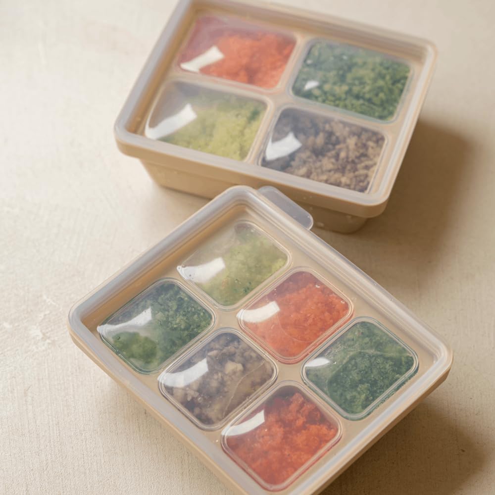 MOMOBIN Silicone Freezer Tray, Made in Korea, Meal Prep, Freeze Food Storage Cubes Trays with Lids for Purees, Soups, Solid Food Fruit Vegitable Brastmilk, Easy and Safe Design