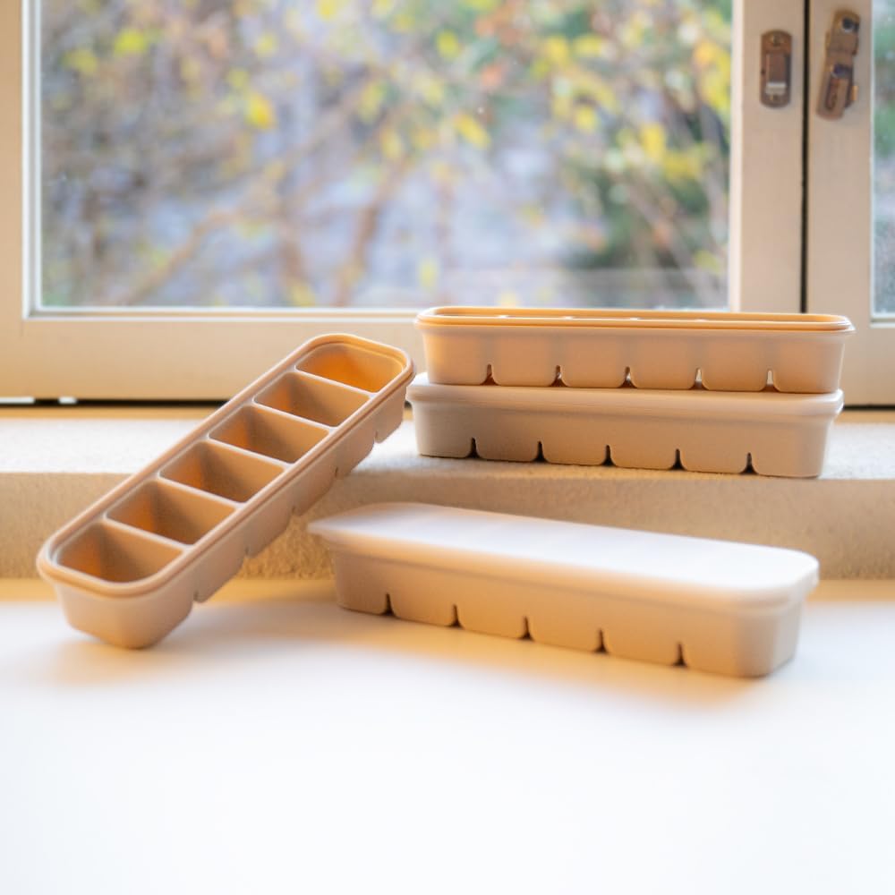 MOMOBIN Silicone Freezer Tray, Made in Korea, Meal Prep, Freeze Food Storage Cubes Trays with Lids for Purees, Soups, Solid Food Fruit Vegitable Brastmilk, Easy and Safe Design