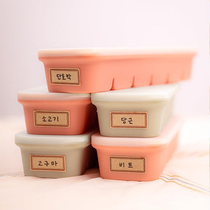 MOMOBIN Silicone Freezer Tray, Made in Korea, Meal Prep, Freeze Food Storage Cubes Trays with Lids for Purees, Soups, Solid Food Fruit Vegitable Brastmilk, Easy and Safe Design