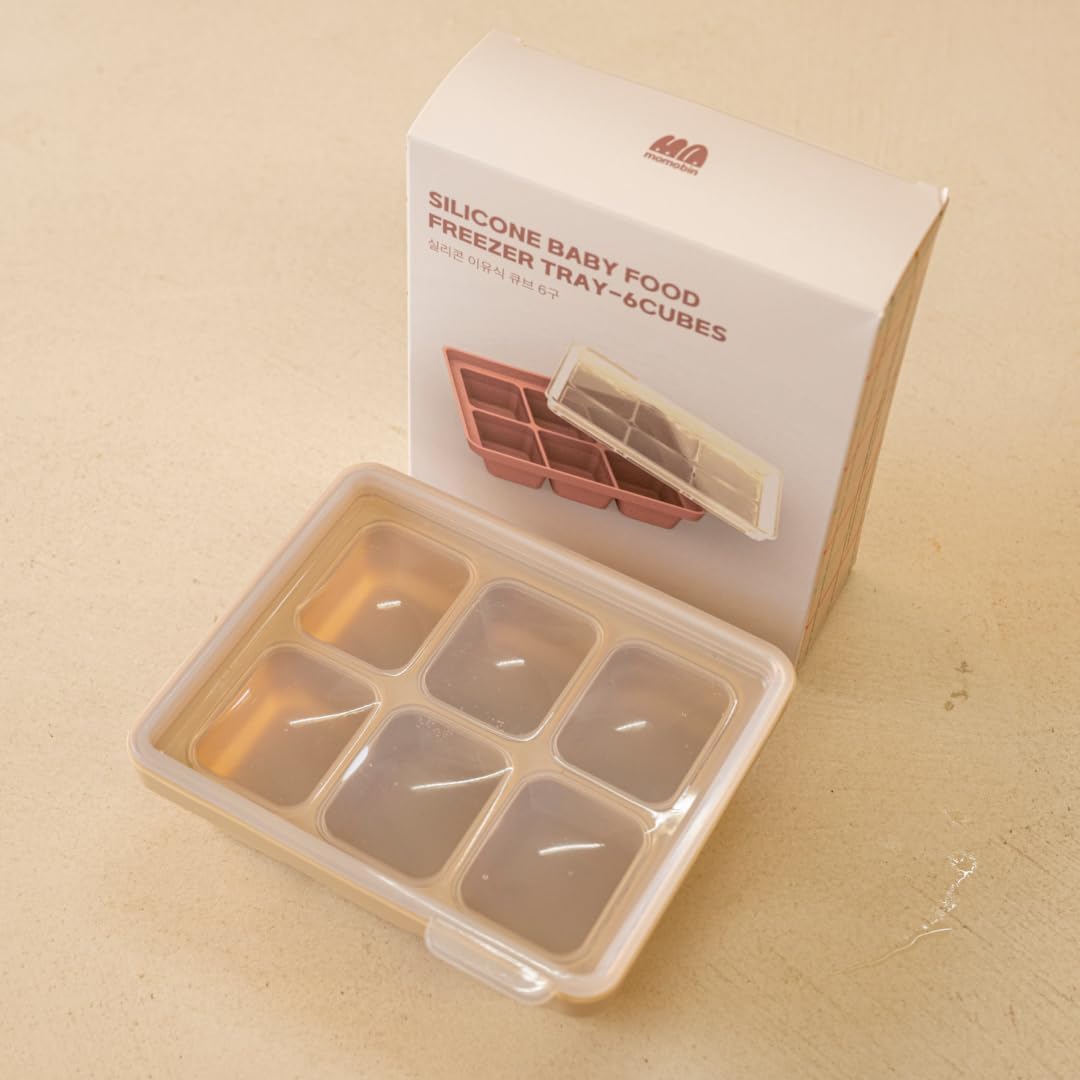 MOMOBIN Silicone Freezer Tray, Made in Korea, Meal Prep, Freeze Food Storage Cubes Trays with Lids for Purees, Soups, Solid Food Fruit Vegitable Brastmilk, Easy and Safe Design