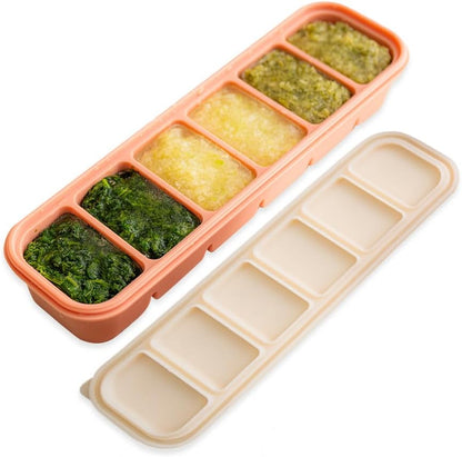 MOMOBIN Silicone Freezer Tray, Made in Korea, Meal Prep, Freeze Food Storage Cubes Trays with Lids for Purees, Soups, Solid Food Fruit Vegitable Brastmilk, Easy and Safe Design