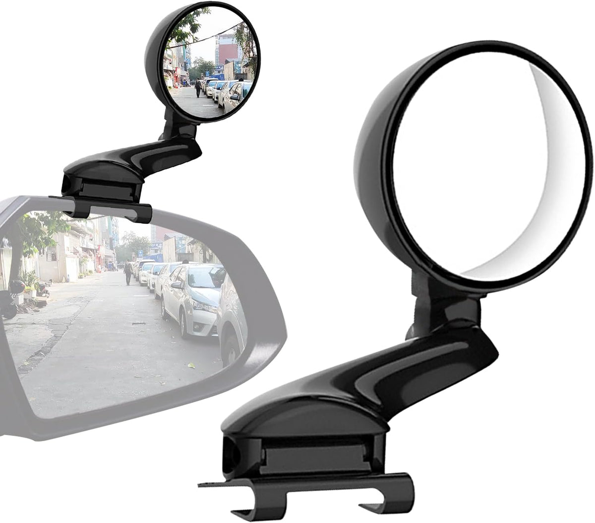 Blind Spot Mirror Adjustable 360 Degree Car Side Mirror, HD Glass Rear View Exterior Accessories Frame Thickness Less than 5MM for Car SUV (long-armed Right)