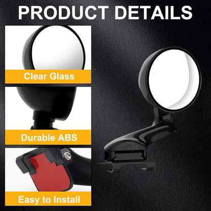 Blind Spot Mirror Adjustable 360 Degree Car Side Mirror, HD Glass Rear View Exterior Accessories Frame Thickness Less than 5MM for Car SUV (long-armed Right)