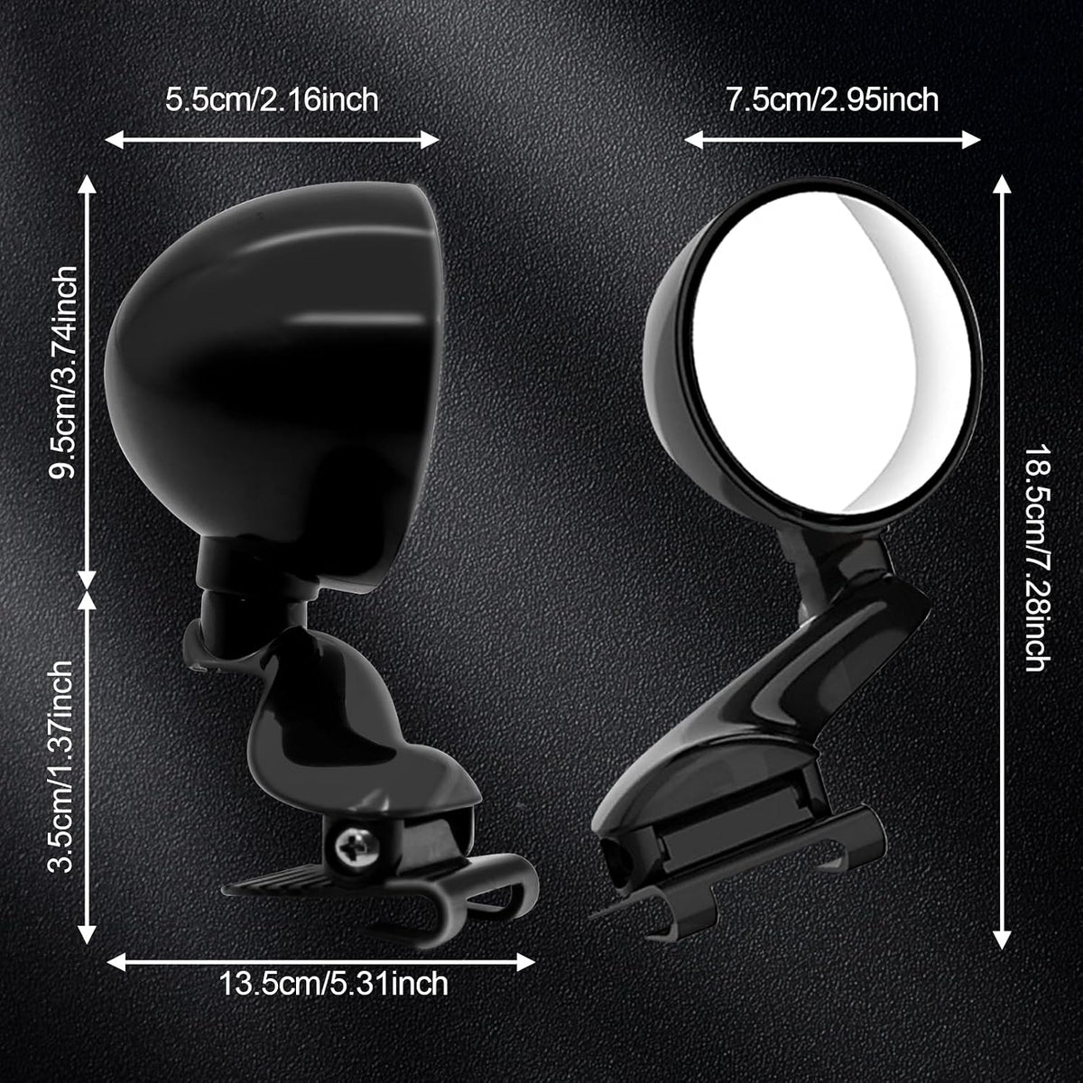 Blind Spot Mirror Adjustable 360 Degree Car Side Mirror, HD Glass Rear View Exterior Accessories Frame Thickness Less than 5MM for Car SUV (long-armed Right)