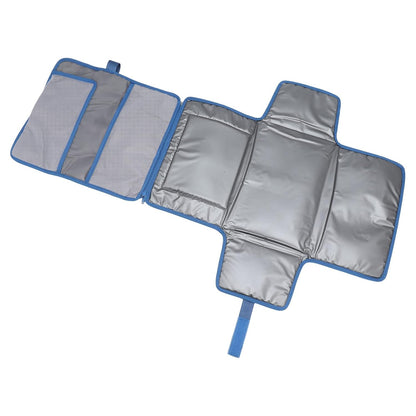 Portable Baby Diaper Changing Mat, Foldable Diaper Changing Pad with Multi Storage Pockets, Soft Skin Friendly Oxford Cloth Travel Diaper Changing Station for On the Go (Blue)