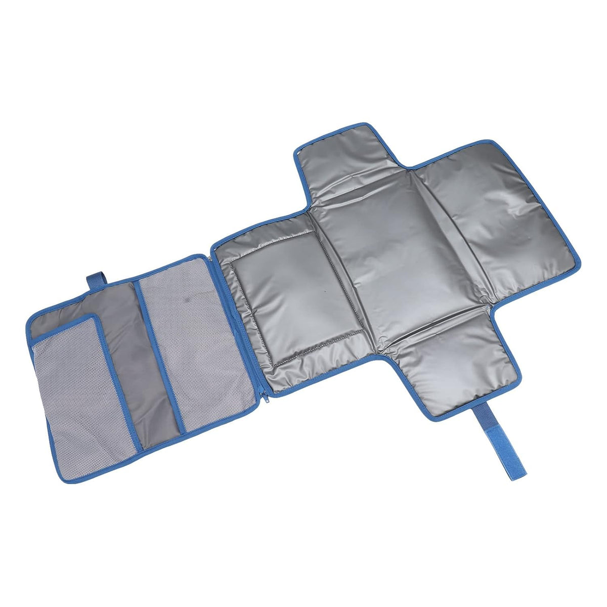 Portable Baby Diaper Changing Mat, Foldable Diaper Changing Pad with Multi Storage Pockets, Soft Skin Friendly Oxford Cloth Travel Diaper Changing Station for On the Go (Blue)