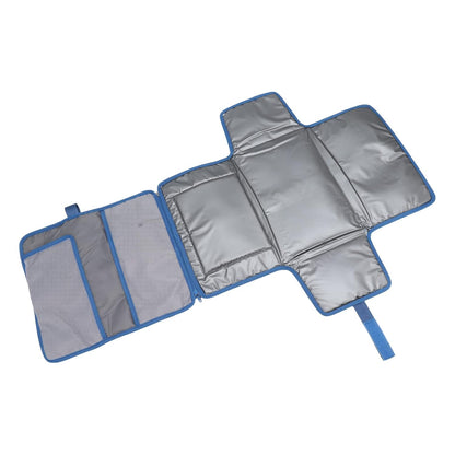 Portable Baby Diaper Changing Mat, Foldable Diaper Changing Pad with Multi Storage Pockets, Soft Skin Friendly Oxford Cloth Travel Diaper Changing Station for On the Go (Blue)
