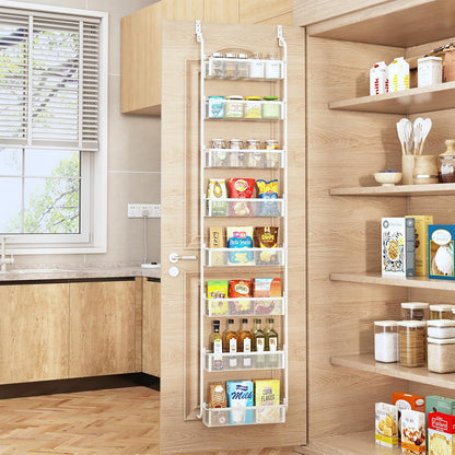 Over the Door Pantry Organizer, 6-Tier Pantry Door Organization and Storage, Over the Door Spice Rack, Home & Kitchen Storage Shelves for Cabinet, White