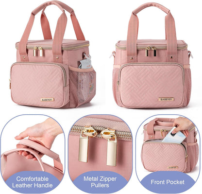 Breastmilk Cooler Bag with Ice Pack Fits 6 Baby Bottles up to 9 Ounce, Breast Milk Pump Cooler Bag for Nursing Mom Daycare, Work, Travel-Grey