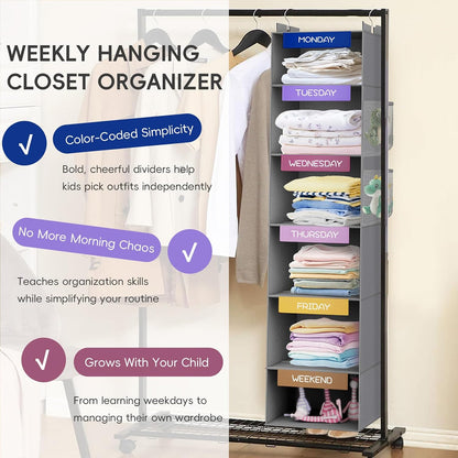 Over the Door Hanging Organizer with 5 Large Pockets - Wall Mount Pantry Storage with Clear PVC Window & 2 Big Metal Hooks for Closet,Bathroom,Nursery,Bedroom,Dorm,Baby Diapers,Kids Toys (Gray)